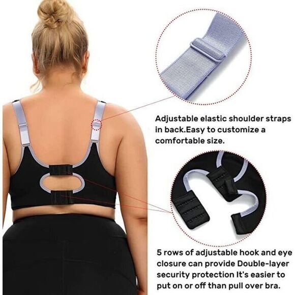 Specifixs high impact black & gray athletic workout 48D bra - Picture 2 of 5